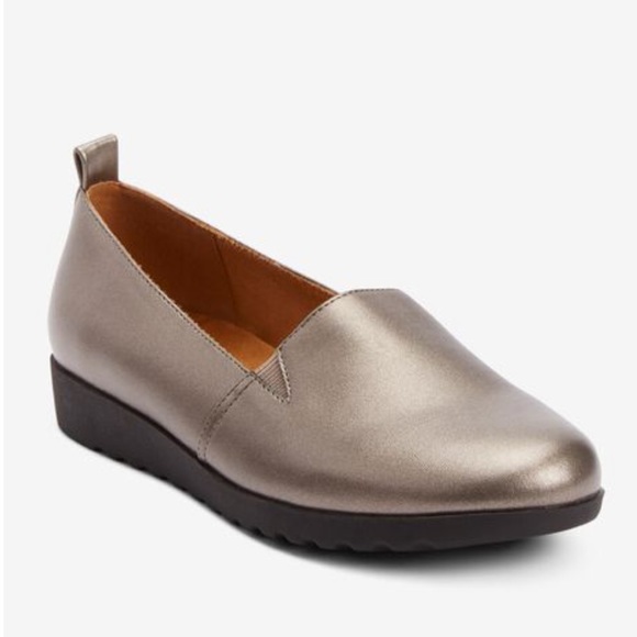 New Comfortview June Gunmetal Faux Leather Slip On Loafer Flats Woman’s 7W - Picture 1 of 13